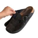 Birkenstock ✨  Black Boston Soft Footbed Suede Slip On Loafers Photo 7