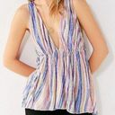 Urban Outfitters  Isla Plunge Babydoll Rainbow Stripe V Cut Tank Top Size Small Photo 1