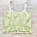 Modcloth  Darling‎ For The Prairie Peplum Tank Top | White/Lime Floral Small Photo 1