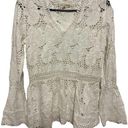 Luna  moon bohemian Gypsy white
lace flower floral top size small Photo 0