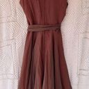 Vintage Coco California brown & white v neck ruffle collar 50s 60s 70s dress Photo 1