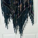 Coldwater Creek 💜Sheer Silk, Black Velvet Burnout Poncho,Beading & Tassels. OSFM💜 Photo 6