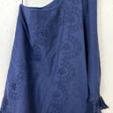 Hill House  Milla Linen Eyelet Mini One Shoulder Dress Womens Sz. Small Navy Blue Photo 3