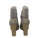 Ralph Lauren NEW LAUREN  Steph Shearling-Cuff Wedge Booties Taupe Size 6.5 Photo 4