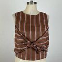 J.O.A. Brown Stripe Knot Crop Top Photo 2