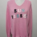 Simply Southern  Pink Sun Kissed Embroidered Vneck Sweater Size Large/XL Photo 0