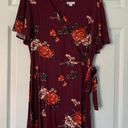 Xhilaration Maroon Wine Fall Autumn Floral Wrap Dress Sz M Photo 1