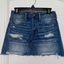 American Eagle Light Wash Distressed Mini Skirt Photo 1