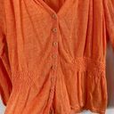 Nic+Zoe  Linen Blend Smocked Top Orange Size Medium Photo 2