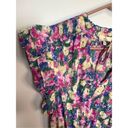 Entro  Women’s Floral Tiered V-Neck Smocked Waist Mini Dress Pink Blue Medium Photo 2