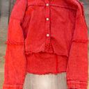 Cropped Jean Jacket Red Size L Photo 0