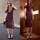 Alexis Evie women’s burgundy cold shoulder lace midi sheath dress size S small Photo 12