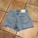 ZARA  high waist button fly acid washed cut off denim shorts Photo 1