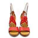 Kork-Ease  Adelaide Corallo Leather Strappy Wedge Sandal Tomato Red Orange Size 8 Photo 7