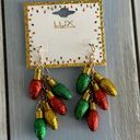 Lux NWT!  Fun Dangle Christmas Pierced Earrings Glitter Bulbs In Gold Red & Green Photo 0