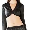 BCBGMAXAZRIA  NWT Twist Front Faux Leather Crop Top Photo 2