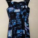 Milly  Bella Cityscape Pleated Mini Dress Blue Black 8 Photo 0