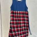 Vtg 90s Original TY Wear Denim Jumper Jean Dress Long Red Flannel Size 1X Pocket Blue Photo 4