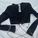 ZARA Seamless Ribbed Crop Top With Rhinestones Photo 3