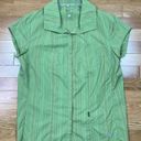 Mountain Hardwear  Striped Short Sleeve Button Front Blouse Size 10 Green Outdoor Photo 1