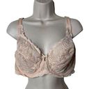 Felina  Tan nude Lace Unlined Side Smoothing Minimizer Bra sz 38DD Photo 0