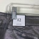 White House | Black Market WHBM Dark Grey Foil Metallic Silver Mid Rise Skinny Ankle Jean Size 12 Photo 6