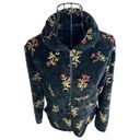 Black Diamond VTG  Sherpa Fleece Botanical Floral Print Jacket Black Size Small Photo 1