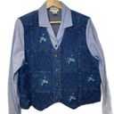 Vintage Blue Alfred Dunner  Denim Shirt Vest Combo Petite Size Large Photo 3