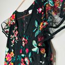 Hunter Bell  Black Floral Printed Lace Flutter Sleeves V-Neckline Midi Dress 10 Photo 7