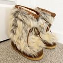 The Moon Modes Vintage Tall Fur Lace Up Boots Apres Ski Vtg Brown Leather Size EU 37 Photo 0