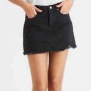 American Eagle  Black Denim Distressed Button Fly Skirt Photo 0