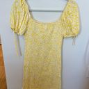 Yellow Mini Dress With Small White Flowers Photo 4