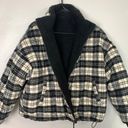 American Eagle Reversible Women’s Puffer Jacket Black Plaid Size Medium Photo 4