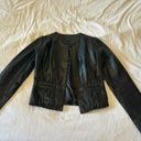 The Moon Heart Star Vintage Fitted Ruched Leather Jacket Photo 3