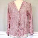 Rails Marti Scarlet Stripe Button Front Linen Blend Blouse Photo 4