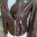 ALLSAINTS  Dalby Biker Jacket in Lamb Leather in Deep Berry NWOT Size 0 Photo 2