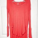 Free People  pink waffle knit thermal tunic top Photo 0