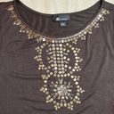 AB Studio | Brass Beaded Brown Tank Top Photo 5