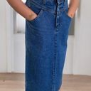 Stuffed Shirt Vintage Denim Midi Pencil Skirt Back Slit V Front size 5/6 Blue Photo 1