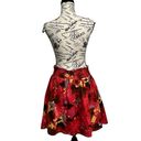 New York & Co. Red/blk  Cotton Flowing Floral Knee Length Skirt Size L Y2k Photo 3