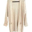 Pink Rose ‎ Cream Knit Open Cardigan Long Sweater with Pockets Size L Cottagecore Photo 0