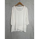 Chico's  White Scoop Neck 3/4‎ Sleeve Cotton Blend Layer Blouse Size 2/LG Photo 7