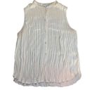 Vince  Chiffon Sleeveless Crushed Band Collar Blouse  Cream L Photo 0