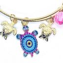 Boutique Beaded Sea Turtle Charm Colorful Bangle Bracelet Photo 2