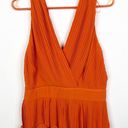 Endless Rose NEW  Orange Pleated Lettuce Hem Surplice Neck Sleeveless Top Size L Photo 1