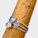 Sterling Silver Rainbow Moonstone Stacker Ring Trio - Sz 9 Photo 2