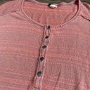 Free People Womens  henley waffle knit button up long sleeve‎ blouse size L Photo 2