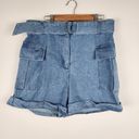 INC Jeannie Mai for  Light Wash Blue Denim Cargo Shorts Belt Size 10 Photo 10