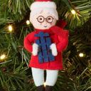 ma*rs Santa Wearing Glasses Holding Sled Fabric Christmas Tree Ornament nwt  claus Photo 1