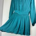 ZARA NWT  Satin Effect Mini Dress Sz Small Teal Blue Pleated Tie Back Photo 11